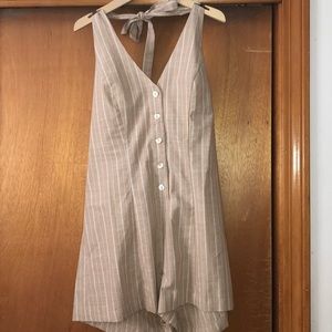 halter pin-stripped romper